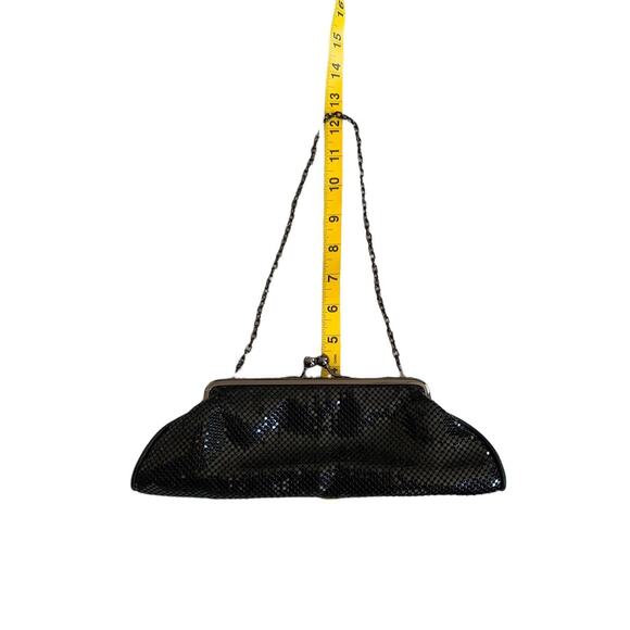 whiting & davis mesh leather bag black convertible purse chain strap clutch - Picture 7 of 11